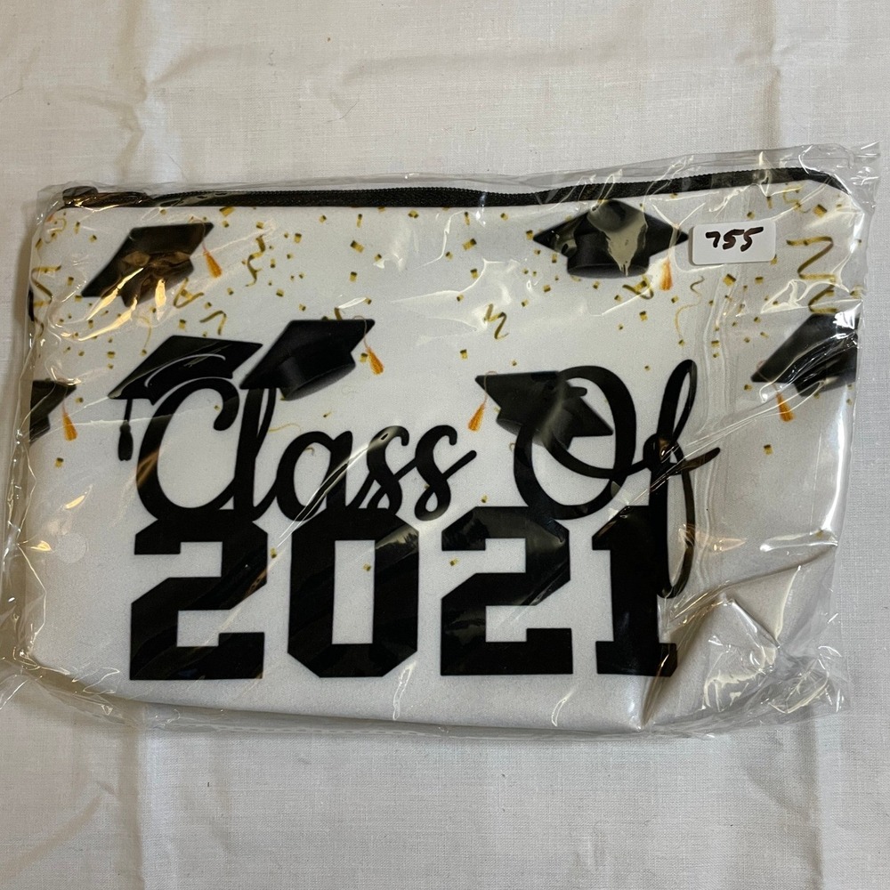 The Pouch Class of 2021 Cosmetic Bag Unisex Small White NWT‎ Graduation Zipper